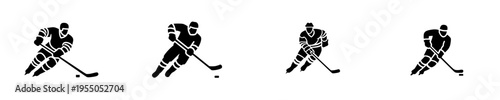 Silhouette of a Hockey Player in Action