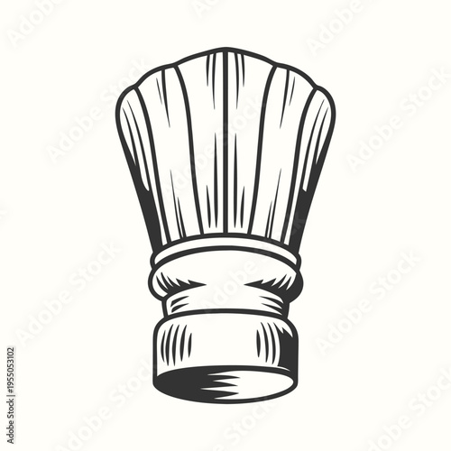 An isolated shaving brush monochrome emblem showcases classic grooming tools in artwork