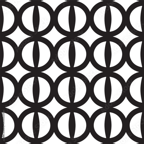Black Seamless Geometric Circle Pattern on White Background