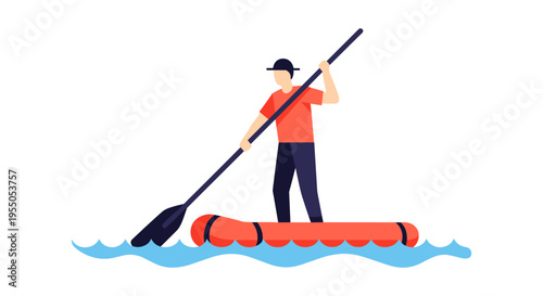 man paddling on an orange stand up paddleboard in water