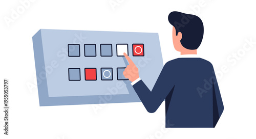 Businessman interacting with digital control panel