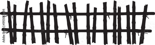 Black Fence Isolated on White Background