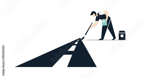 two businessmen painting road stripe