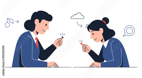 business colleagues chatting on smartphones in office