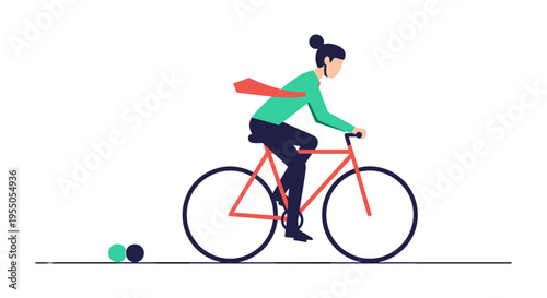 Woman riding bicycle with cape, symbolizing freedom and empowerment