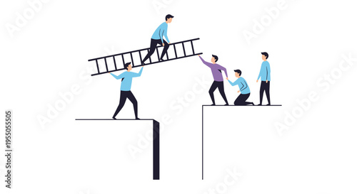 teamwork concept with people helping each other across a gap