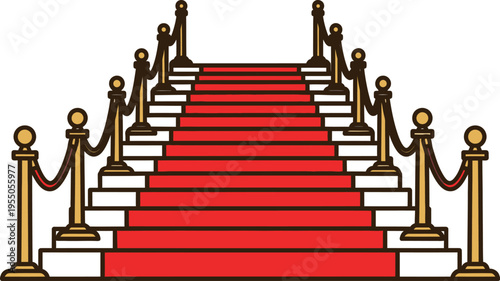 Met gala new york red carpet staircase illustration