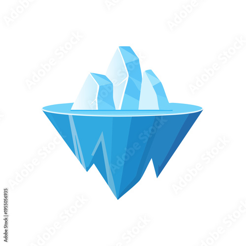 Iceberg in the sea: A striking illustration of an iceberg floating in the ocean, highlighting its icy structure and the contrast between visible and submerged portions
