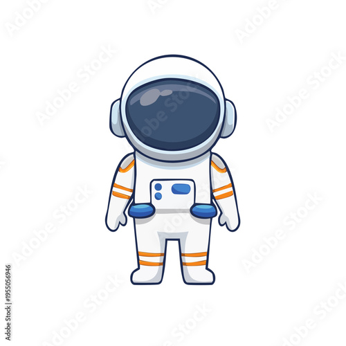 Astronaut standing ready for space exploration, depicted in a minimalist style, perfect for educational materials