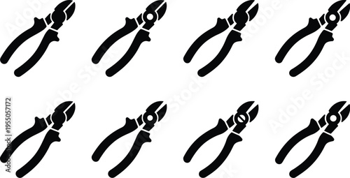 Silhouette Collection of Diagonal Pliers with Open and Closed Jaws diagonal cutters wire cutters