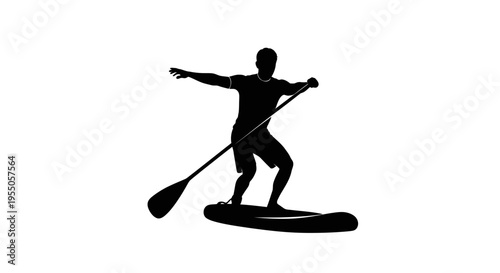 Silhouette of a Man Stand Up Paddle Boarding