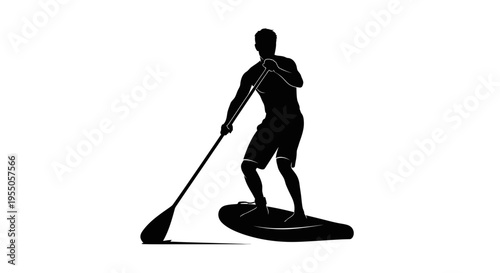 Silhouette of a Man Stand Up Paddle Boarding