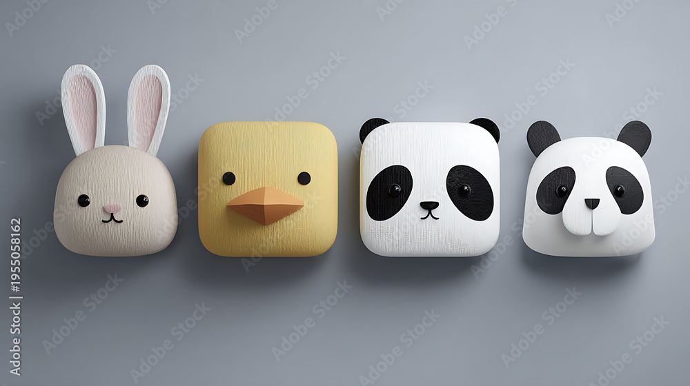 Obraz premium A group of cute animal faces