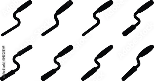 Trowel Silhouettes on White Background illustration grid