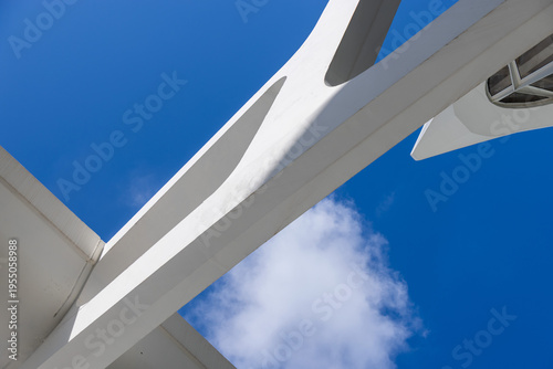 Abstract white architectural structure against blue sky in Valencia