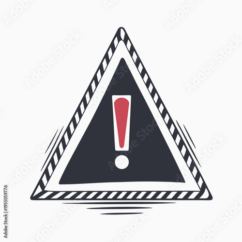 Red exclamation point inside a black and white triangle warns of potential danger