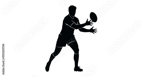 Rugby Player Silhouette Catching Ball