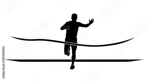 Silhouette of a Runner Crossing the Finish Line