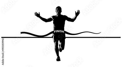 Silhouette of a Runner Crossing the Finish Line