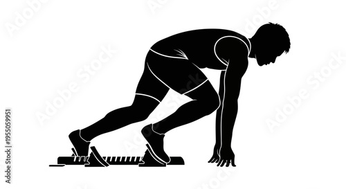 Sprinter in Starting Blocks Silhouette