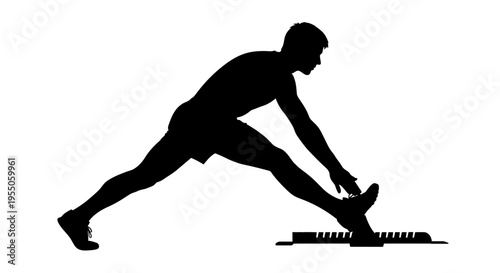 Silhouette of an Athlete Stretching Hamstrings