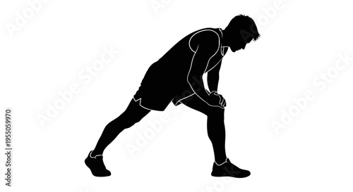 Silhouette of a Man Stretching Legs Before Workout