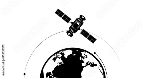 Satellite Orbiting Earth Icon Graphic