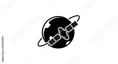 Satellite Orbiting Planet Earth Icon