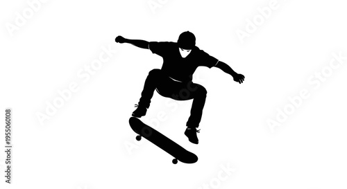 Silhouette of a Skater Performing a Jump Trick