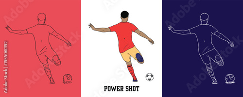 Football Player Power shot Style Position silhouette Vector Illustration Abstract Editable image