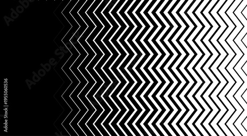 Black and white zigzag geometric pattern with halftone gradient