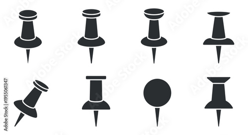Collection of Pushpins Icons and Symbols Vector Illustration