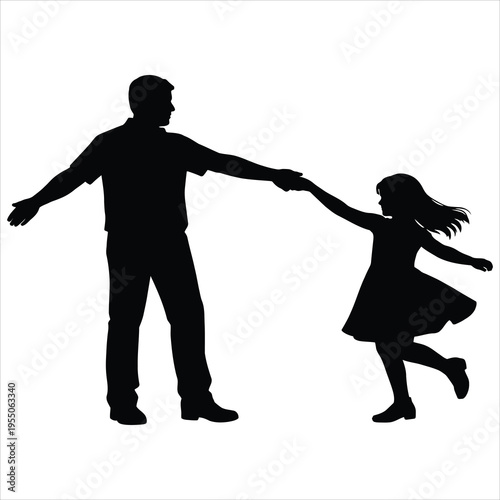 A man and a little girl are holding hands