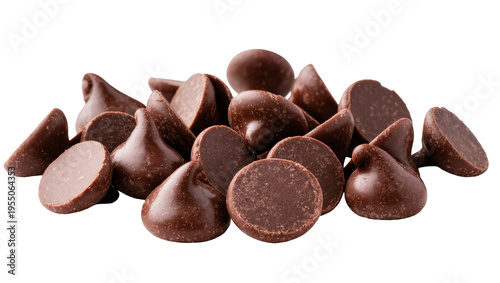 Fotografie Isolated Delicious Dark Chocolate Chips and Morsels for Baking Cookies and Sweet