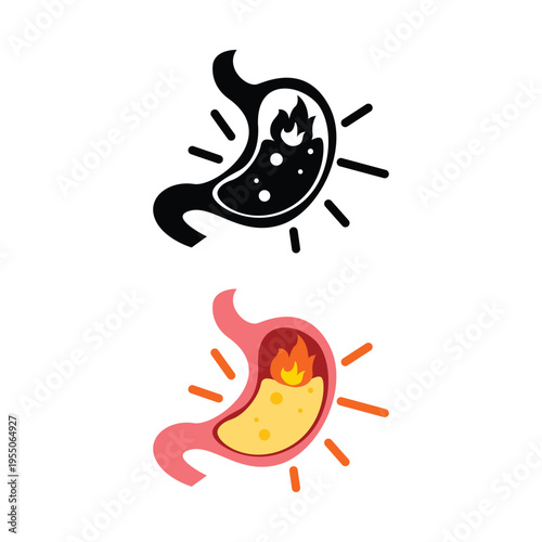 Gastric acid reflux stomach problem medical icon sign design vector