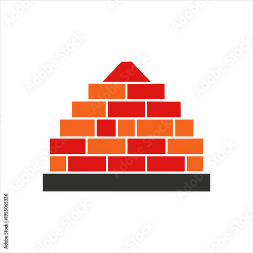 Brick Wall Construction Vector Flat Minimal Icon Design