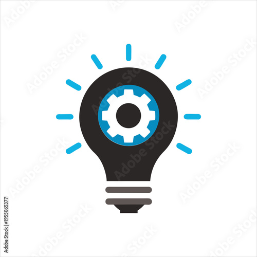 Creative Idea Lightbulb Gear Vector Flat Minimal Icon Design