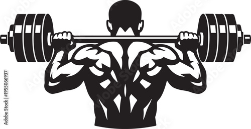 MUSCULAR MAN LIFTING BARBELL (BACK VIEW) SVG | Fitness Cut File for Cricut & Silhouette