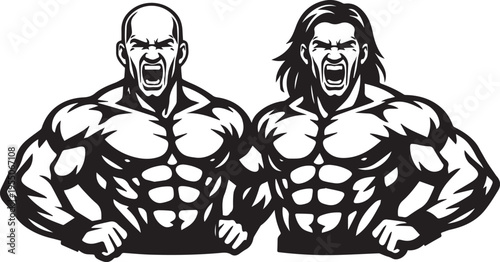 MUSCULAR MEN POSING SVG | Bald & Long-Haired Gym Physiques | Fitness Cut Files for Cricut & Silhouette