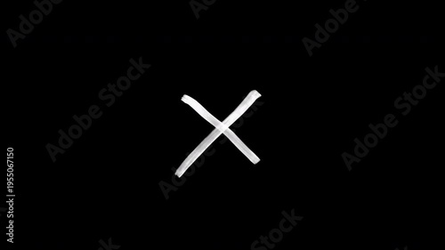 Hand drawn white cross x mark
