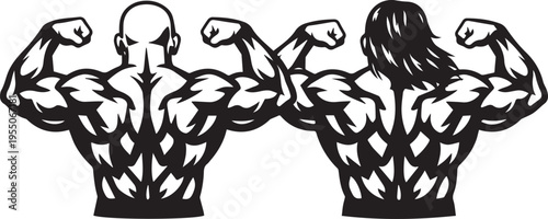 MUSCULAR MEN POSE SERIES SVG | Back Double Biceps & Side Flex | Fitness Cut Files for Cricut & Silhouette