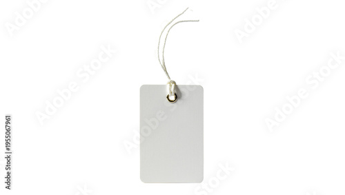 Isolated empty white retail tag with string, ideal for sale price and product information