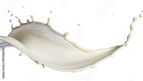 Slika na platnu Isolated dynamic milk splash with creamy texture and flying droplets creating a