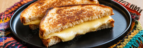 Close up view of warm grilled cheese sandwich on a plate Generative AI
