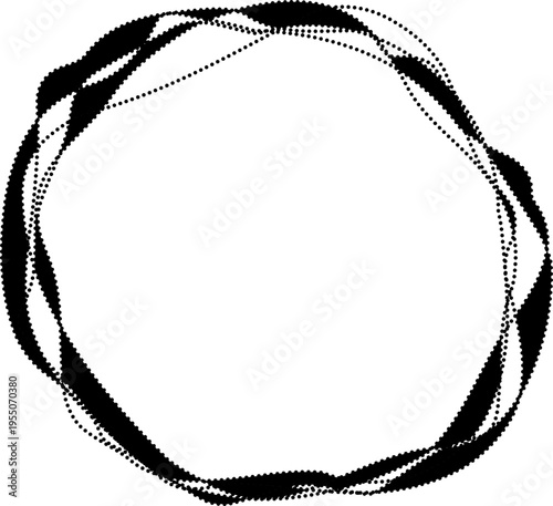 Ink-like blob circle with dotted outline forming enclosed circular frame shape