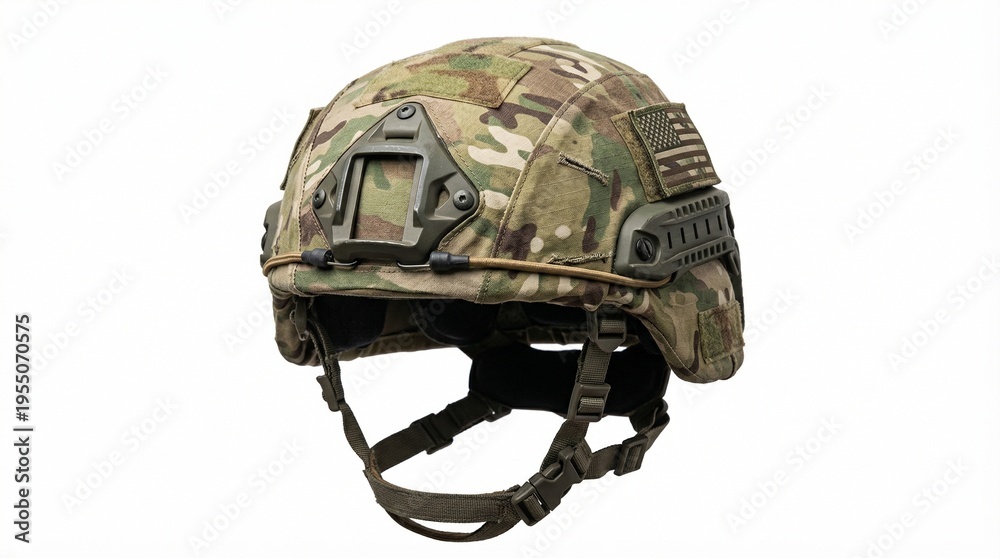 Fototapeta premium Army helmet strap isolated on white background