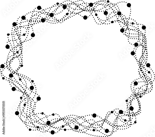 Ring shape with distorted dotted paths forming uneven circular distribution pattern