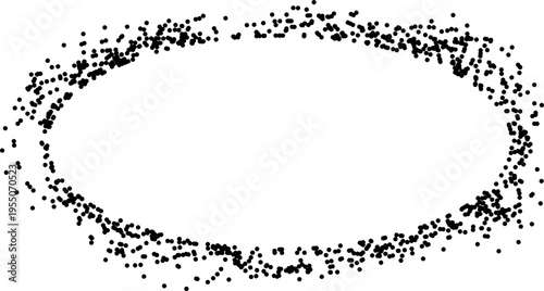 Oval ring composed of dotted sketch paths forming continuous elongated contour