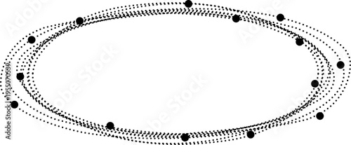 Ring structure formed by dynamic dotted paths creating circular motion distribution