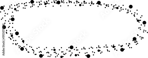 Elliptical pattern with noisy dot distribution forming scattered contour loops